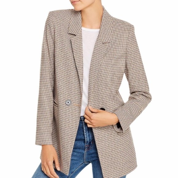 Anine Bing Jackets & Blazers - NEW Anine Bing Madeline Houndstooth Blazer In Yellow L
